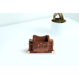 Wooden Handmade Pen Stand and Drink Coasters - Set of 6