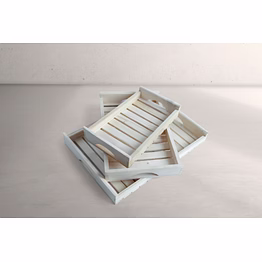 wooden serving tray set of 3 - natural