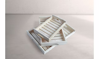 Wooden Serving Tray Set of 3 - Natural