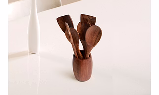 Wooden Sheesham Cooking Spoon Set - 7 Pieces