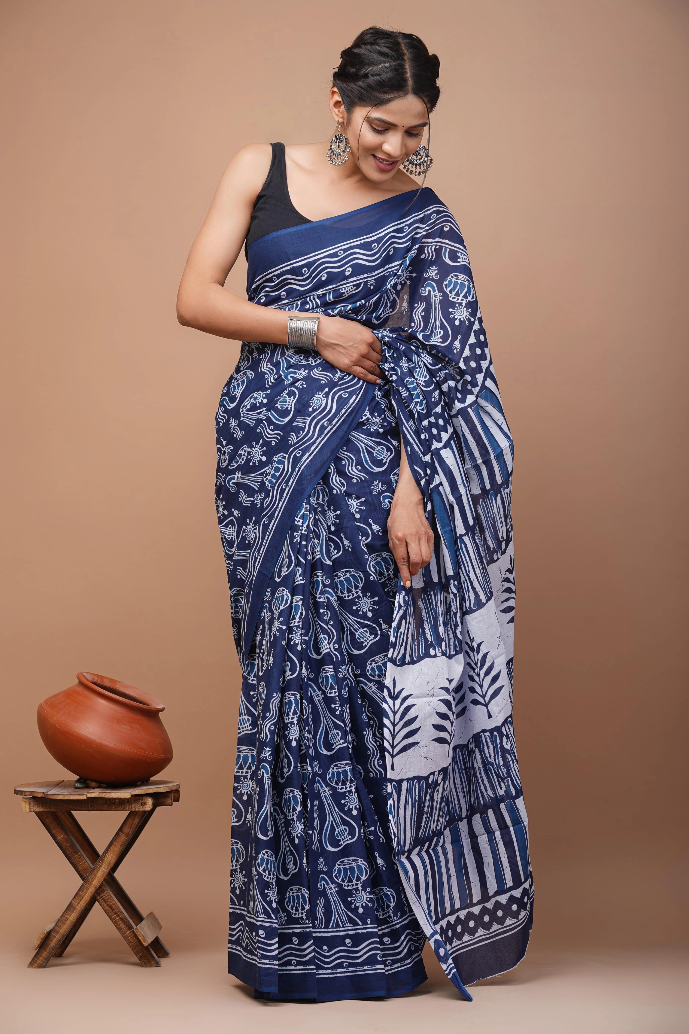 Bagru Print Cotton Saree-12438218