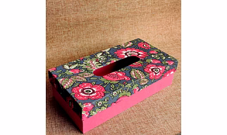 Block Printed Cotton Fabricated Tissue Box