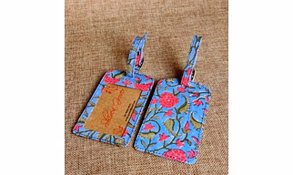 Block Printed Cotton Fabricated Luggage Tag