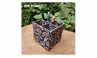 Block Printed Cotton Fabricated Pen Stand