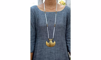 Handmade Brass Axe Necklace with beaded String