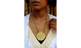 Artistically Crafted Tribal Dhokra Brass Pendent Necklace