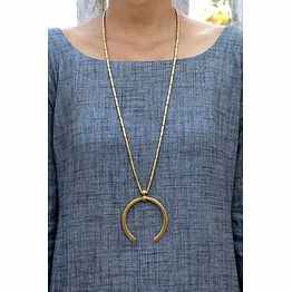 bohemian tribal horseshoe necklace for women - handmade with brass beads