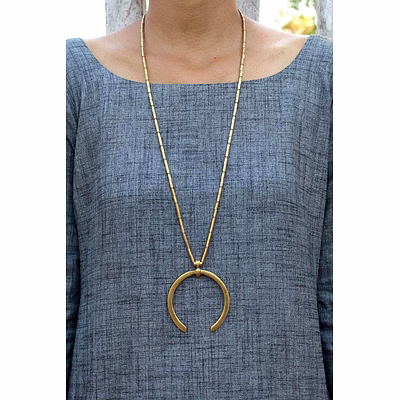 bohemian tribal horseshoe necklace for women - handmade with brass beads