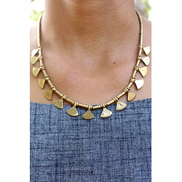 minimalist triangle brass charm necklace