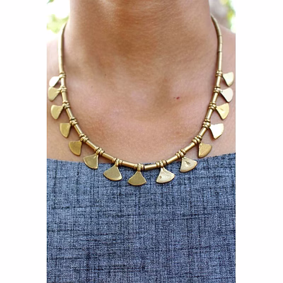 minimalist triangle brass charm necklace