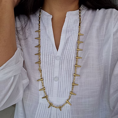 artistically crafted brass spike necklace