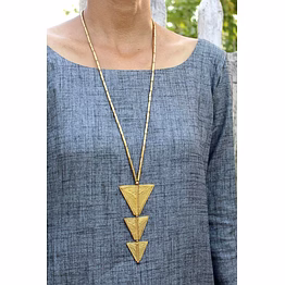 triple triangle layered brass necklace