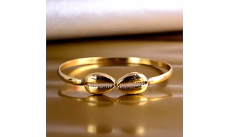Artistically Crafted Brass Cowrie Bracelet Cuff