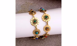 Beautifully Crafted 7 Chakra Bracelet in Brass