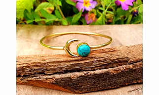 Minimalist Design Half Moon Bracelet in Brass