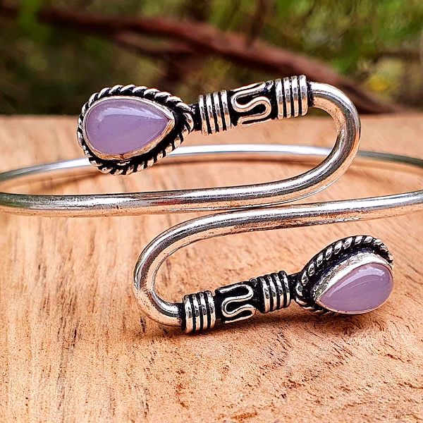 Brass Spiral Boho Stone Bangle Bracelet image 2