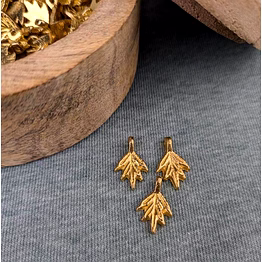 raw brass maple leaf charms boho pendants for jewelry making & macrame crafts