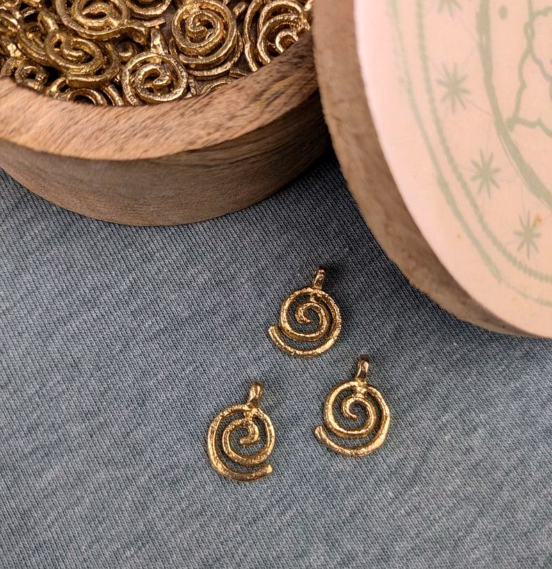 Wholesale Raw Brass Spiral Charms for Jewelry Making & Macrame Boho Style Spiral image 2