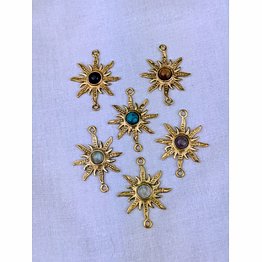 sun brass pendant connector with gemstone wholesale