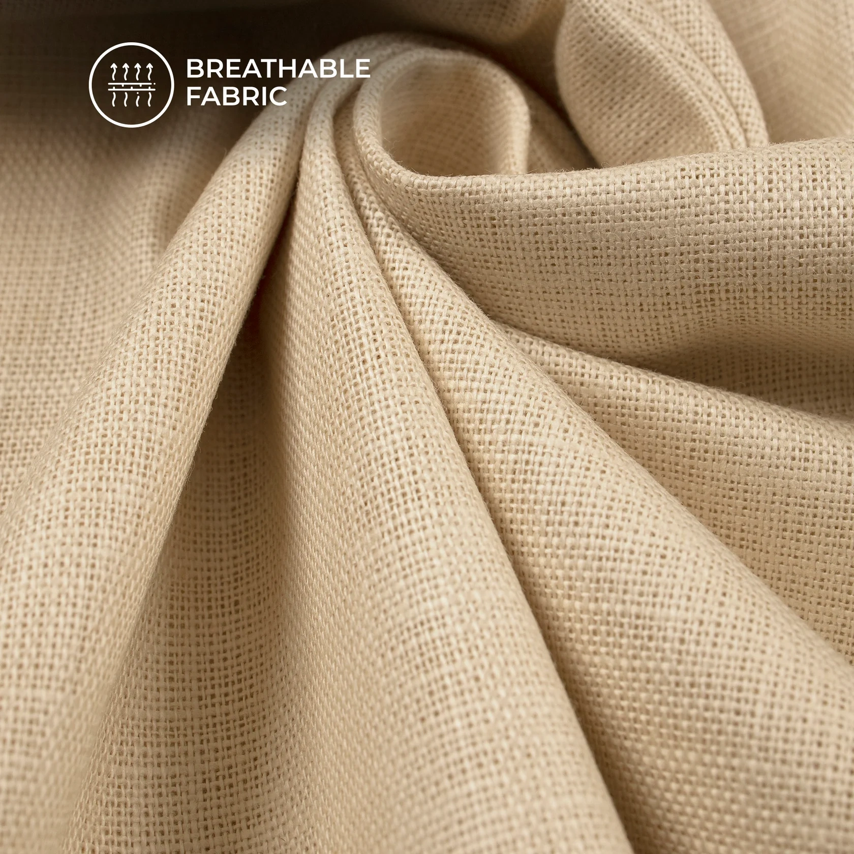 Vanilla Cream Cotton Linen Blend Fabric-1