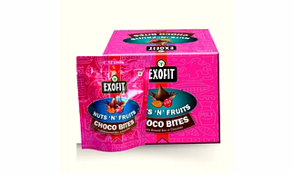 EXOFIT Nuts 'N' Fruits Choco Bites (Pack of 12) 420g Crunchy Almond Bits in Chocolate