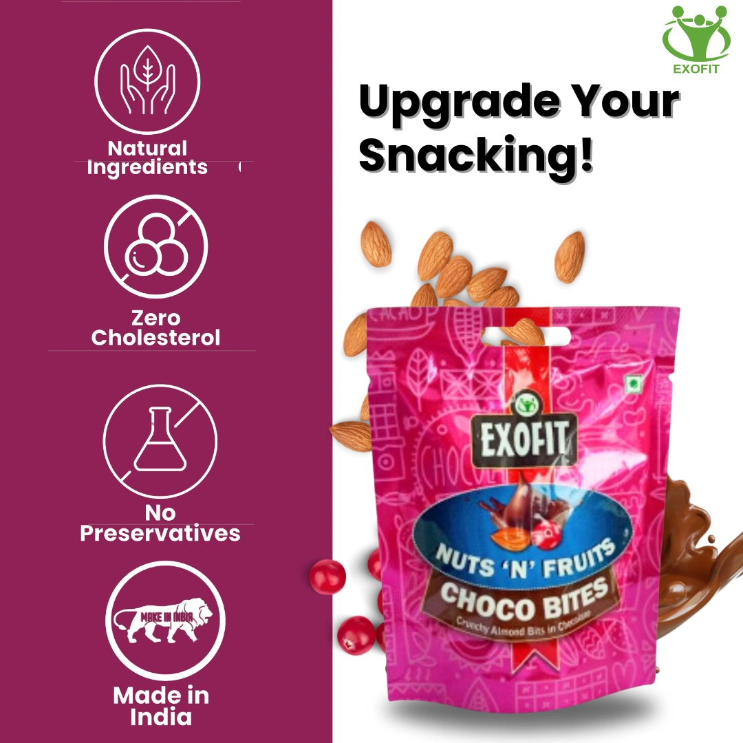 EXOFIT Nuts 'N' Fruits Choco Bites (Pack of 12) 420g Crunchy Almond Bits in Chocolate-4