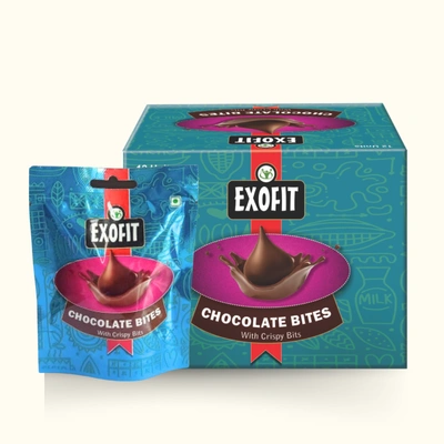 Exofit Chocolate Bites (Pack of 12) 35g with crispy bits 420g