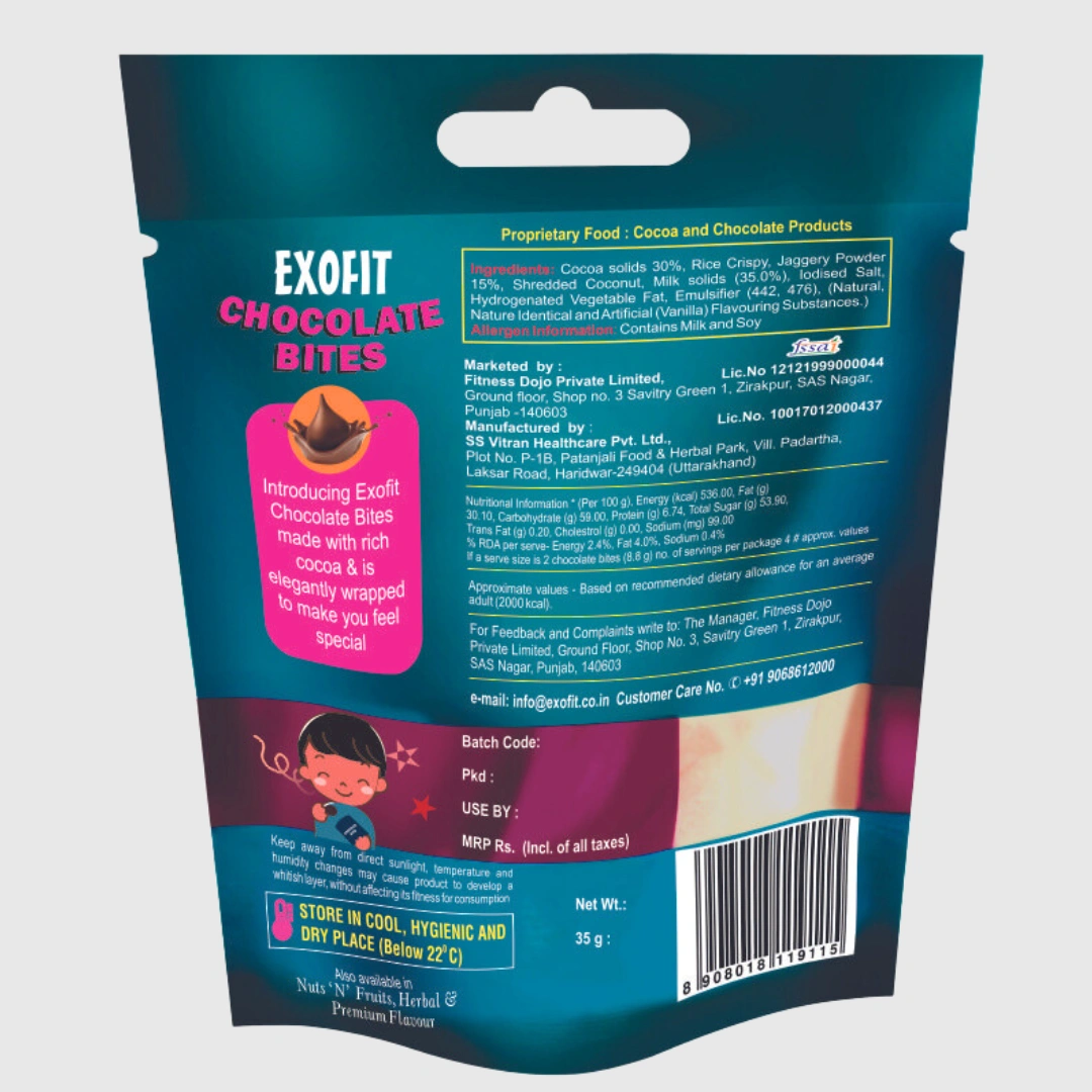 Exofit Chocolate Bites (Pack of 12) 35g with crispy bits 420g-2