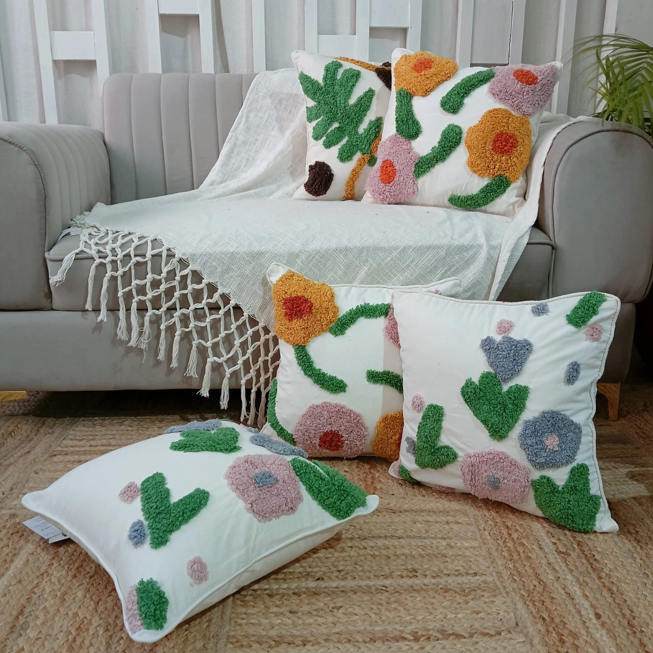 Hand Tufted Cushion Covers (Set of 5)-12610760