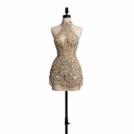 designer couture party dress crystal dominion halter couture mini dress hand beaded luxury evening wear