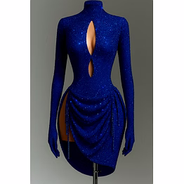 midnight blue crystal mesh cut-out mini dress with gloves | high neck bodycon cocktail dress | luxury embellished party wear