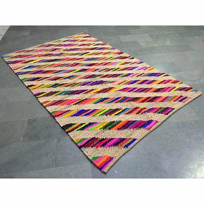 sonia collections™ handwoven diagonal stripe rug | multi-color | eco-friendly | export grade | hsn 57022090 | gst 12%