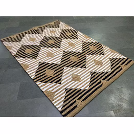 handwoven diamond star rug | black & beige | eco-friendly | export grade