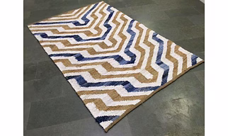 Handwoven Zigzag Rug | Blue & Beige | Eco-Friendly | Export Grade
