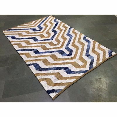 handwoven zigzag rug | blue & beige | eco-friendly | export grade
