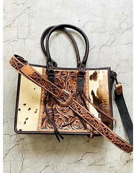 Weekender Bag Cowhide bag hairon Leather