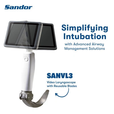SANVL3 Video Laryngoscope with 3 Reusable/ Disposable Blades