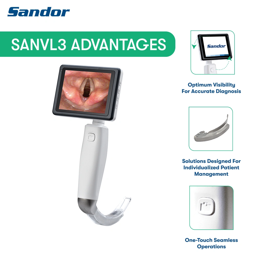 SANVL3 Video Laryngoscope with 3 Reusable/ Disposable Blades-2