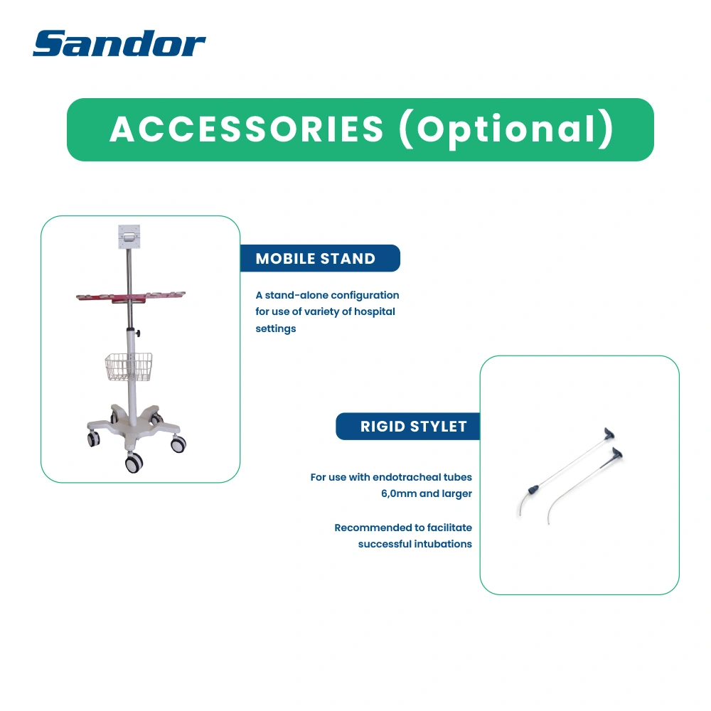 SANVL3 Video Laryngoscope with 3 Reusable/ Disposable Blades-4