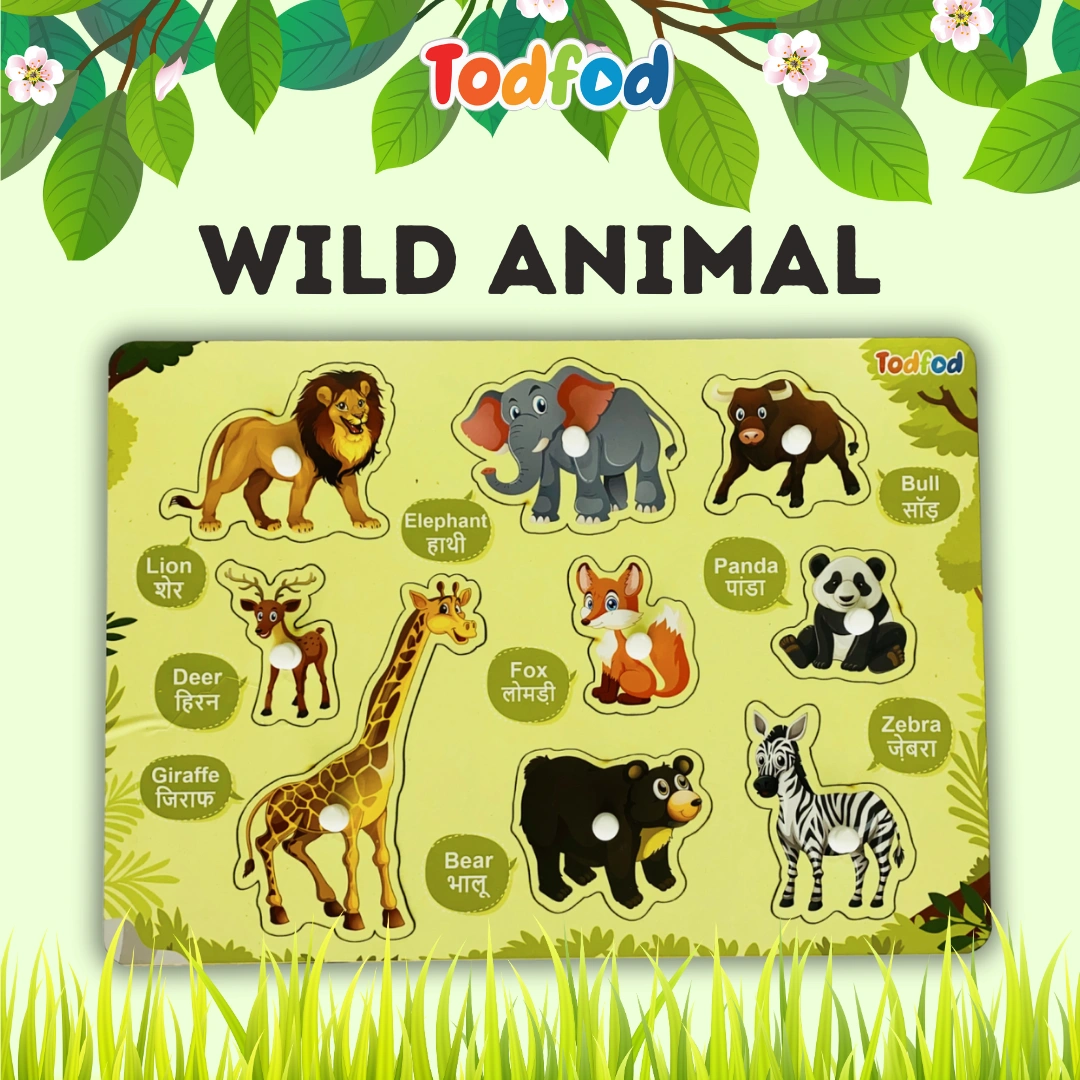 TodFod Wooden MDF Wild Animals knob Puzzle-12456719