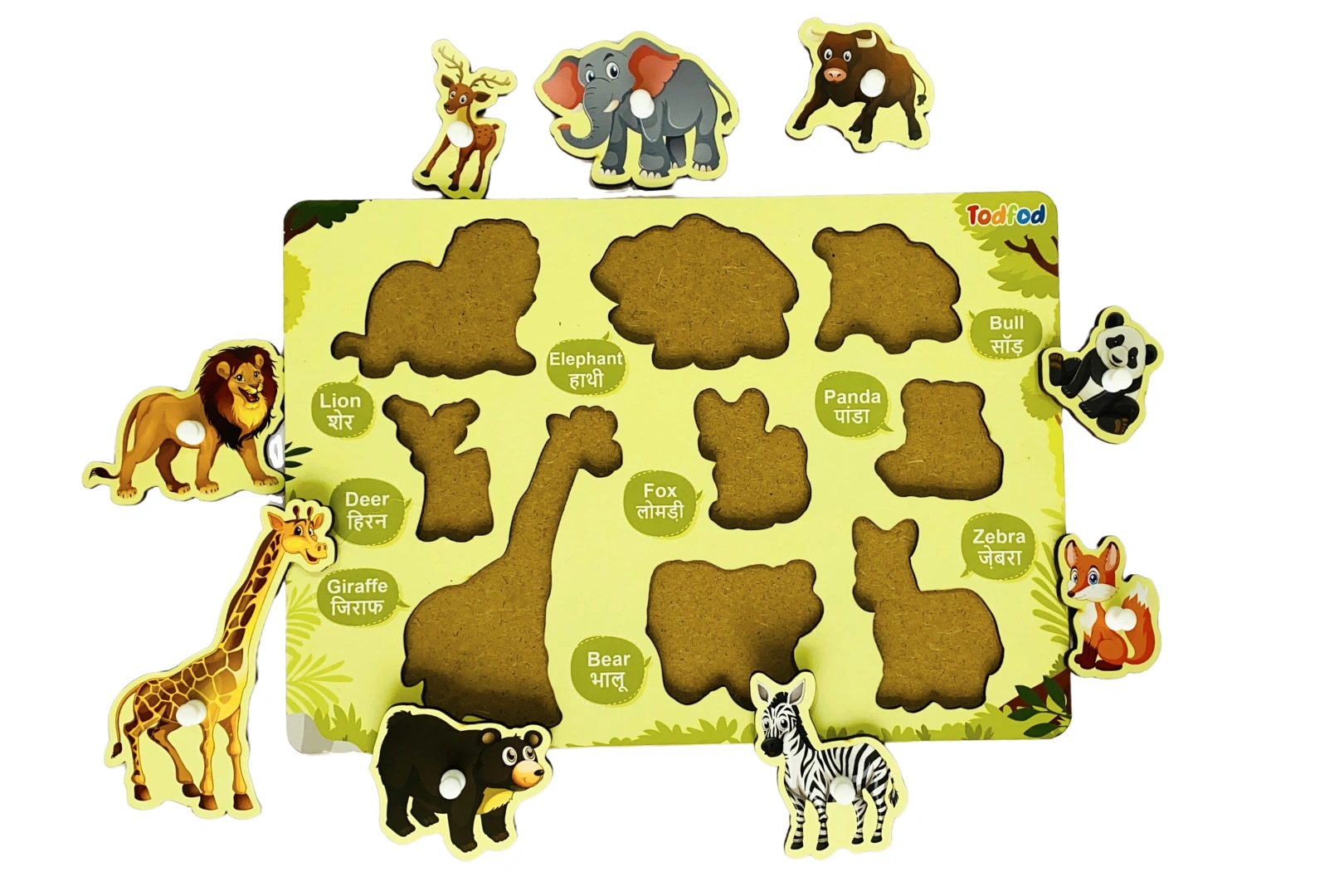 TodFod Wooden MDF Wild Animals knob Puzzle-2