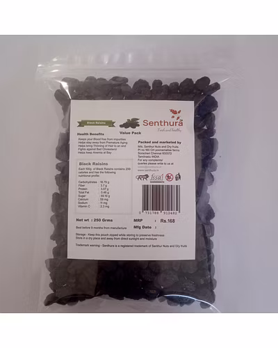 Black Raisins - 250gm Retail Pack-1