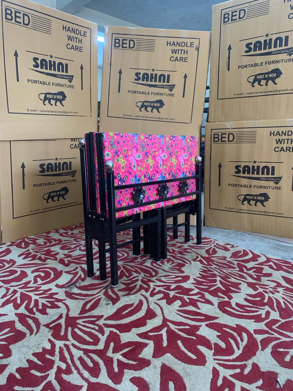 Sahni Metal Folding Bed with mattress Attached 6x3-3