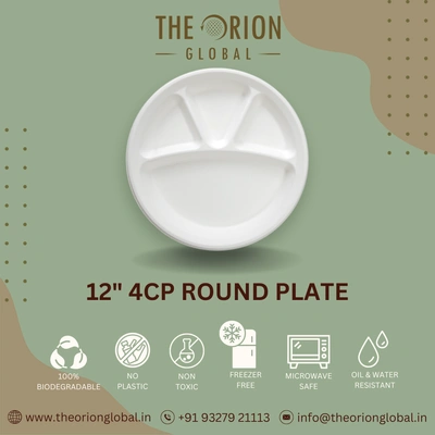 12" 4-COMPARTMENT ROUND MEAL TRAY