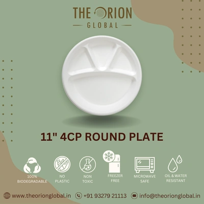 11" 4-COMPARTMENT ROUND MEAL TRAY