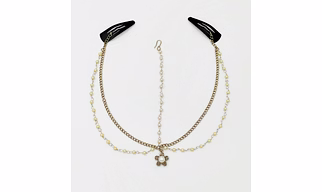 Lime By Manika Flower & Pearl Detailed Headchain, Silver