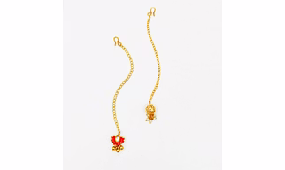 Lime By Manika Set Of 2 Lotus & Bead Detailed Maang Teekas, Red, Golden