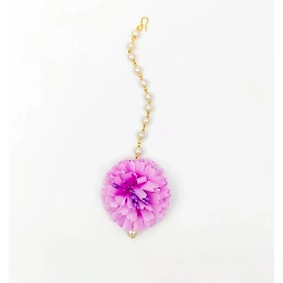 Lime By Manika Flower & Pearl Detailed Maang Teeka, Purple