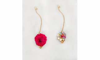 Lime By Manika Set Of 2 Festive Maang Teekas, Golden, Magenta
