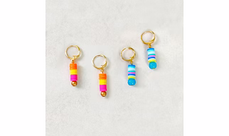 Lime By Manika Set Of 2 Beaded Earrings, Pink, Blue